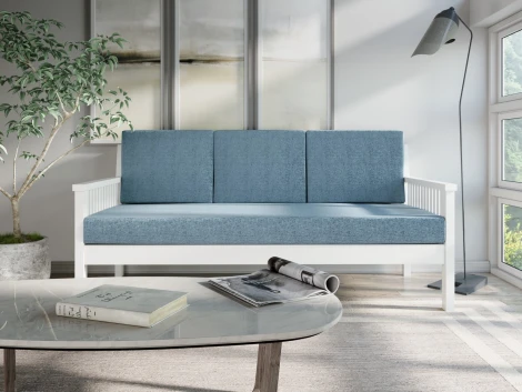 Диван Arsko Норман Б белая эмаль голубая рогожка