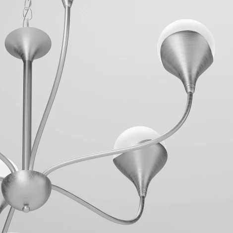 Подвесная люстра Wi-Fi Eurosvet Calyx 60169/6 никель (220V, управление смартфоном, голосовое управление, умный дом - Minimir Home, Алиса, Маруся, Салют, на цепи, шарики)