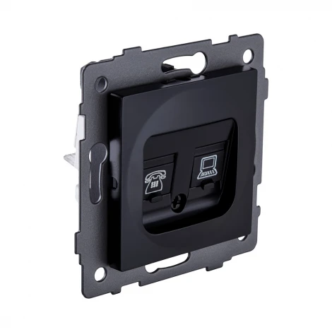 Розетка двойная RJ11 + RJ45 черный Kollinger REA-011BK для Aspekt, Eleganz, Reflex