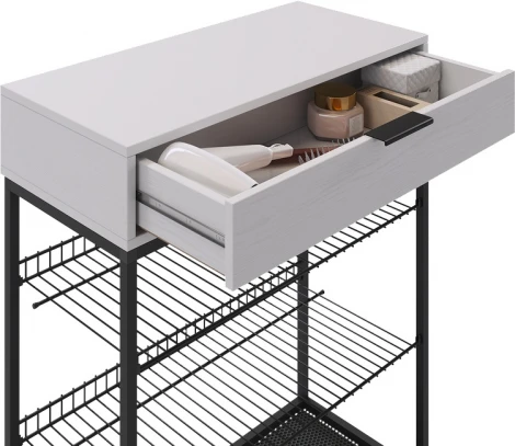 Обувница Краш, цвет черный муар/белое дерево Mebelson (арт.LMN-13.2554)