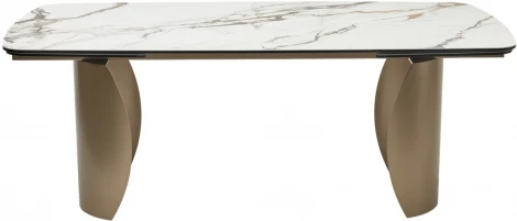 Стол M-City BRONTE 200 раскладной KL-188 Контрастный мрамор матовый, итальянская керамика/ Шампань