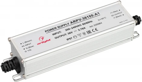 Блок питания ARPV-36100-A1 (36V, 2.78A, 100W) (Arlight, IP67 Металл, 3 года) 035964