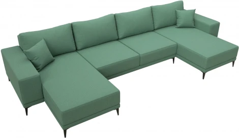 Диван П-образный Льюес (Зеленый/Рогожка) Лига Диванов арт.123924