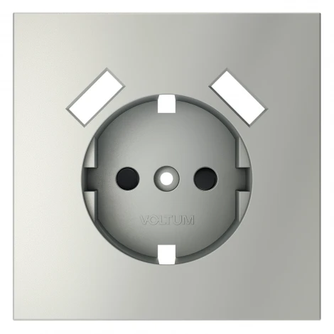Накладка для розетки с заземлением и защитными шторками, с USB A+A Voltum S70 VLS000905 (сталь)