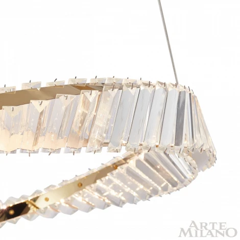 Подвесной светильник Arte Milano Venezia 318311/D800 GD (регулировка яркости, LED, 220V, хрусталь, пульт управления, на тросе, кольцо)