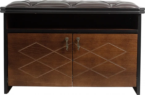 Банкетка Патриция 2 орех, к/з Ева 1, каретная стяжка Л Mebelik арт.008833