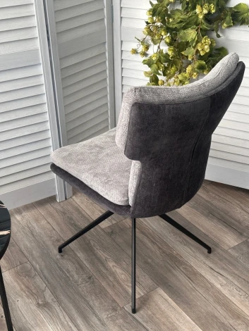 Стул M-City NEVIS 360 град поворот с возвратом TENDER WAY80 серый, шенилл/ ODIN18 тем-серый / Черн