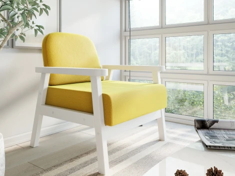 Кресло Arsko Флори белая эмаль велюр желтый