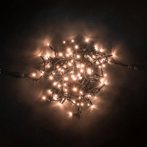 Гирлянда Нить 10м Экстра Тепло-Белая 24В, 100 LED, Провод Черный ПВХ, IP54