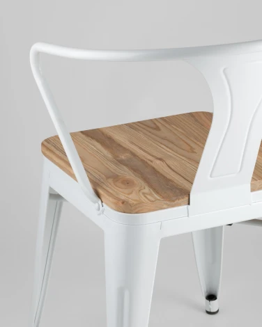 Стул Stool Group TOLIX ARM WOOD с подлокотниками белый УТ000001863