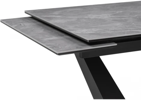 Керамический стол Woodville Кели 140(200)х80х76 серый мрамор / черный 532395