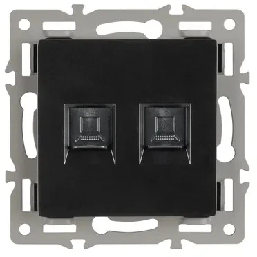 Механизм компьютерной розетки двойной SCT-MPC2-PL-BK (RJ-45, CAT6) (Arlight) 045337