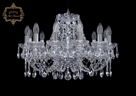 Подвесная люстра Art Classic 11.21 11.21.12.200.Cr.Sp (220V, хрусталь, на цепи, подсвечник, свеча)