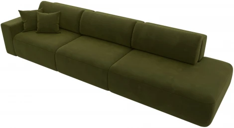 Диван прямой Лига-036 НПБ Модерн Лонг подлокотник слева (Зеленый/Микровельвет) Лига Диванов арт.121351L
