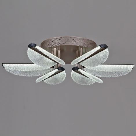 Потолочная люстра светодиодная на штанге с пультом и ночным режимом Reluce 00490-0.3-06S champagne silver (Умный дом) (220V)