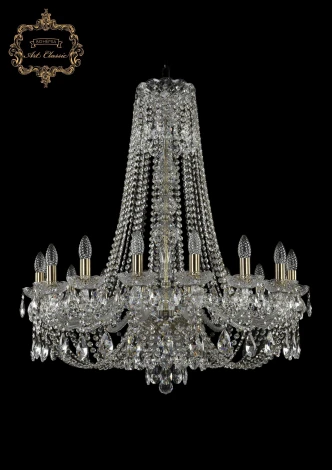 Подвесная большая люстра Art Classic 11.21 11.21.16.300.h-91.Br.Sp (220V, хрусталь, на цепи, подсвечник, свеча)