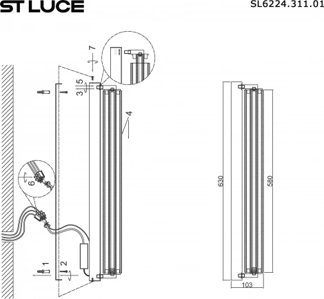 Настенный светильник ST Luce Bamboo SL6224.311.01 Латунь/Прозрачный LED 1*20W 4000K