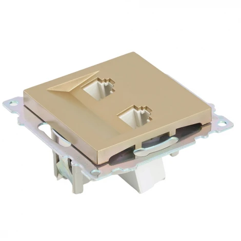Розетка Ethernet RJ-45 двойная (золото) Stekker Катрин 50009