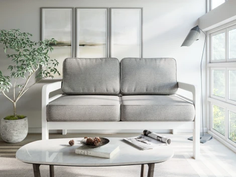 Диван Arsko прямой Бергер М белая эмаль рогожка серая