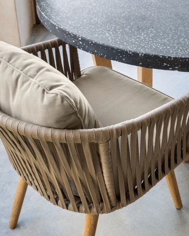 Стул уличный La Forma (ex Julia Grup) Hemilce (Бежевый,Серый/ Алюминий,Веревка,Пена,Полиэтилен,Акация)