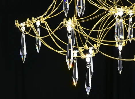 Подвесная люстра светодиодная с пультом и хрустальными подвесками Asfour MyFar Ersilia MR2662-60P-76AP