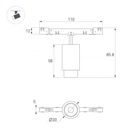 Трековый светильник MAG-MICROCOSM-SPOT-ZOOM-R30-2W Warm3000 (WH, 15-45 deg, 24V) (Arlight, IP20 Металл) 051804