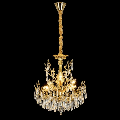 Подвесная люстра Citilux Ritz CL310062 (220V, хрусталь, подвески, на цепи, листья, ветки)