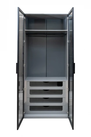 GD-10012/1-6 Шкаф Alto двухд c выдвиж ящик, цвет серый Кобальт, дверцы стекло(тонир) 100*57*228.5см Garda Decor