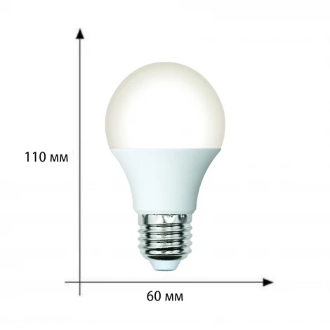Лампа светодиодная, матовая, теплый белый свет 3000K Volpe Optima LED-A60-10W/3000K/E27/FR/SLS