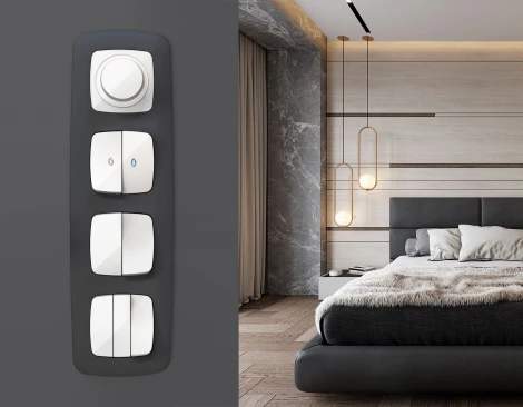 Лицевая панель Ambrella Volt OMEGA (Белый глянец) для светорегулятора универсального QUANT OP1055