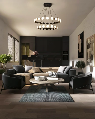 Подвесной светильник ярусный Freya Collar FR6180PL-L70B (LED, 220V, на проводе, кольцо)