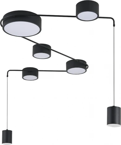 Потолочный светильник круглый (14028/7С Black) Indigo Modulo V000160L (регулировка яркости, LED, 220V, пульт управления)