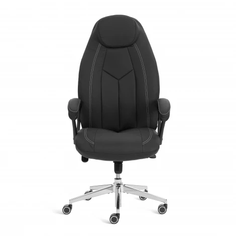 Кресло Босс Люкс/Boss Lux (26) хром Экокожа LUX Classic 18-22, черный Tetchair 25932
