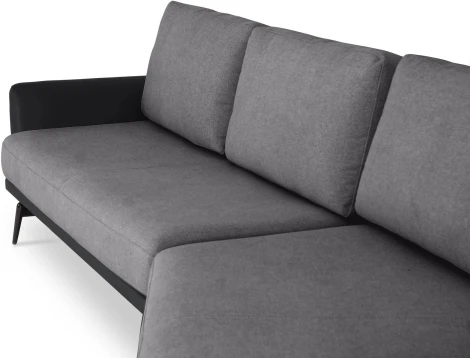 Диван Ispani угловой правый ОГОГО (арт.803471), (Ткань,Экокожа/Серый,Черный)