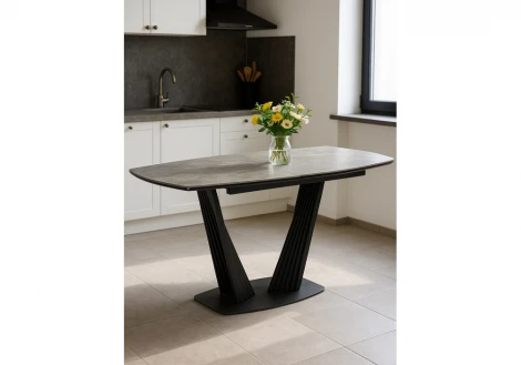 Керамический стол Вейл 140(180)х80 larka grey / черный 625961