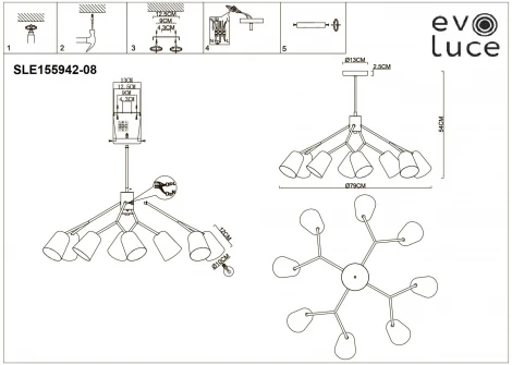 Потолочная люстра на штанге Evoluce Mario SLE155942-08