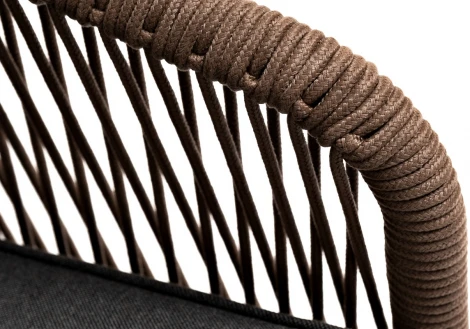 "Канны" кресло плетеное из роупа, основание дуб, роуп коричневый круглый, ткань темно-серая 027 4SIS арт.УТ-00008330