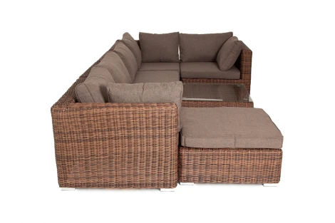 Трансформирующаяся лаунж-зона из искусственного ротанга, цвет коричневый 4SIS Лунго LS5O1T1-7-SET brown