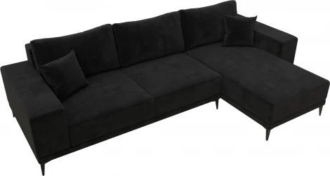 Диван угловой Льюес правый (Черный/Велюр) Лига Диванов арт.122401