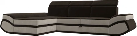 Диван угловой Лига-032 левый угол (Коричневый,Бежевый/Микровельвет) Лига Диванов арт.121654L
