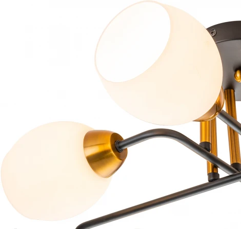 Потолочная люстра на штанге Escada Hope 1132/6P Black 6x60Вт E27, металл/стекло, черный/золото