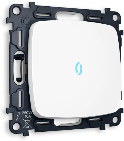 Комплект механизма Ambrella Volt 1-клавишного выключателя с подсветкой 10000K OMEGA MO122020 Белый матовый QUANT