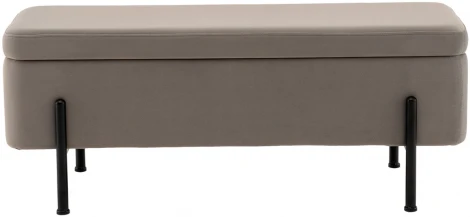 Банкетка Stool Group Болейн с ящиком велюр серый черные ножки арт.УТ000040204