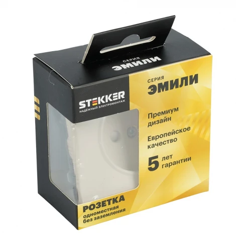 Розетка без заземления со шторками (кашемир, soft touch) Stekker Эмили 49902