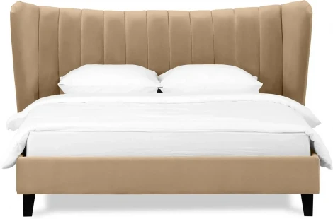 Кровать Queen II Agata L ОГОГО (арт.574733), (Ткань/Светло-коричневый)