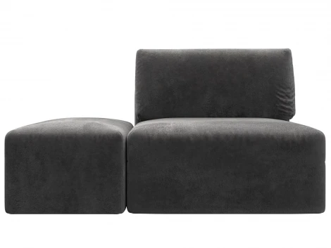 Модули диван и пуф Лига-060 НПБ (ЛДСП,Брус,Фанера,Велюр/Серый) Лига Диванов 129591