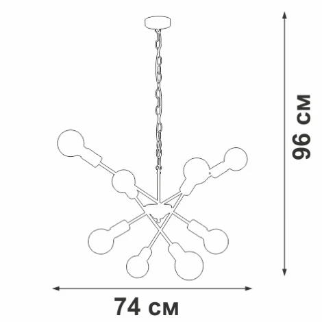 Подвесная люстра Vitaluce V4750-1/8, 8xE27 макс. 40Вт V4750-1/8 (220V, на цепи)