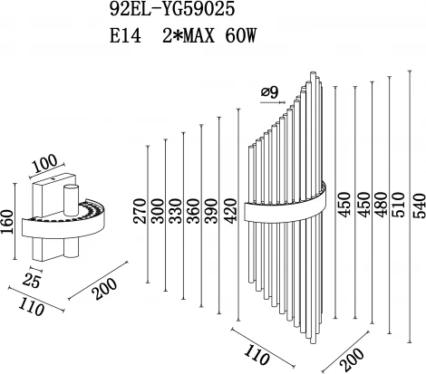 Бра Garda Decor 92EL-YG59025 (220V)