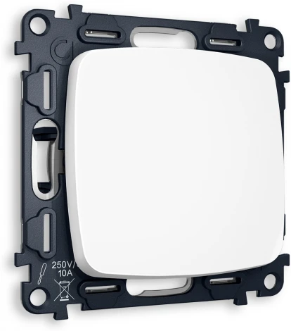 Комплект механизма Ambrella Volt 1-клавишного проходного выключателя OMEGA MO121020 Белый матовый QUANT