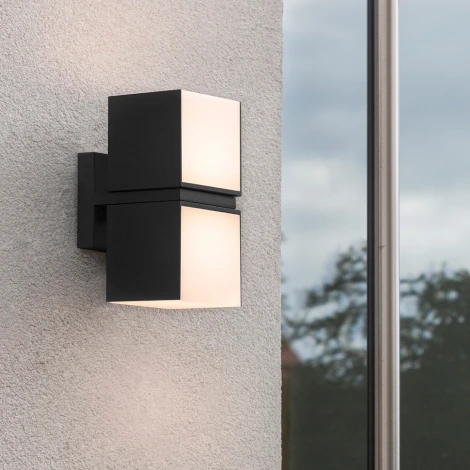 Настенный уличный светильник Arte Lamp A5193AL-2BK (LED, 220V, куб, IP54)